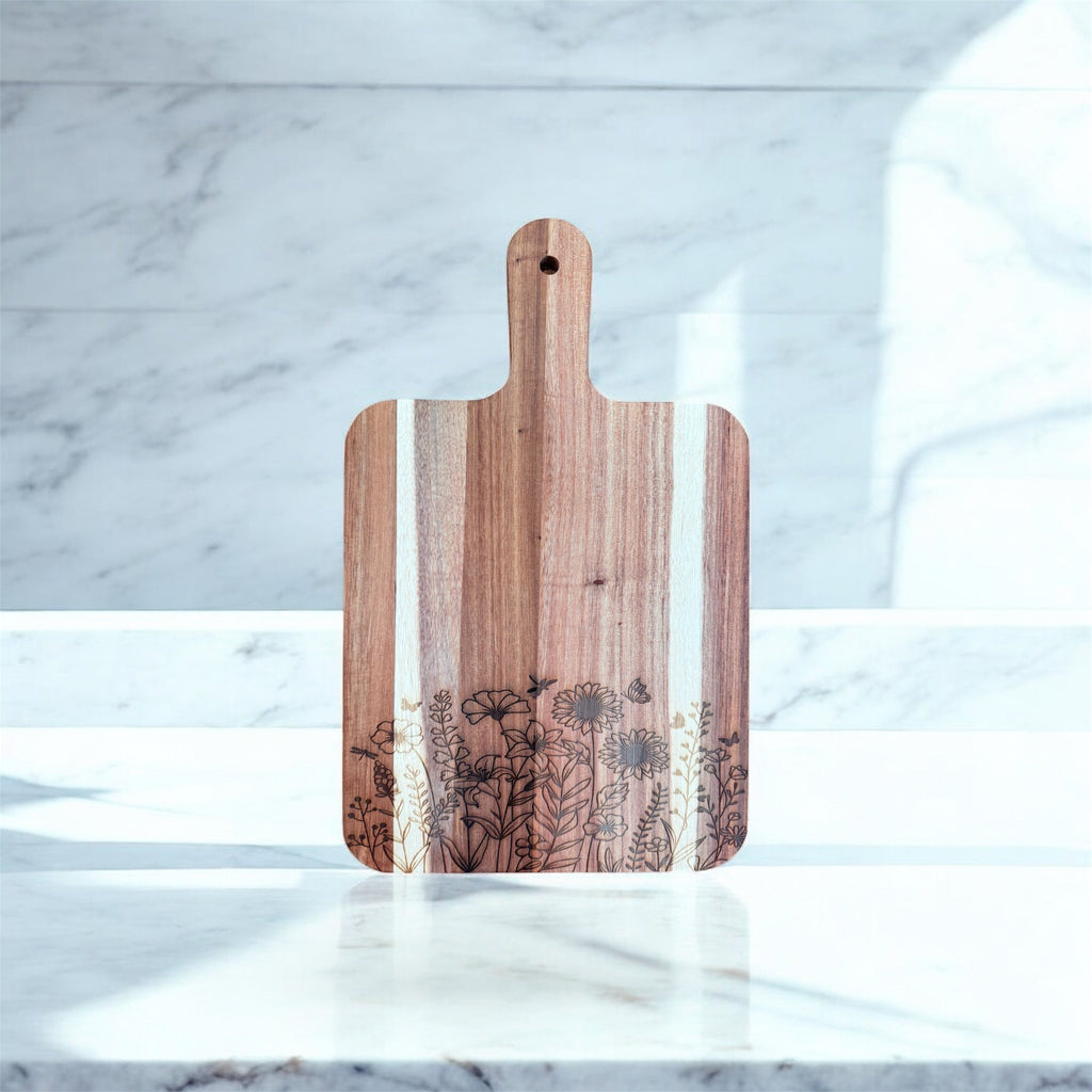 Cacti Acacia Cutting Board, Engraved Cutting Board, Cactus