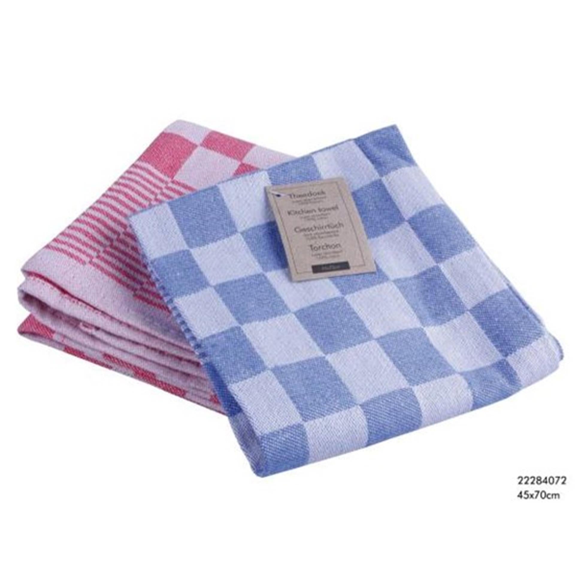 Kitchen tools tea towel cotton check blue, red or black